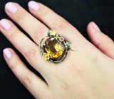 Серебряное кольцо с цитрином и сапфирами Серебро 925