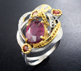 Серебряное кольцо с рубином и мозамбикскими гранатами Серебро 925
