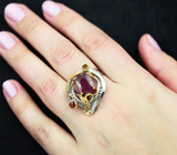 Серебряное кольцо с рубином и мозамбикскими гранатами Серебро 925