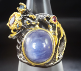 Серебряное кольцо с сапфирами и аметистом Серебро 925
