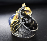 Серебряное кольцо с сапфирами и аметистом Серебро 925