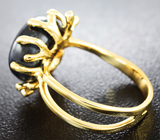 Золотое кольцо со звездчатым сапфиром 11,11 карата и бриллиантами Золото