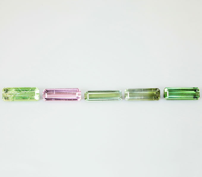 Набор из 5 разноцветных турмалинов 4,19 карата