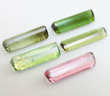 Набор из 5 разноцветных турмалинов 4,19 карата 