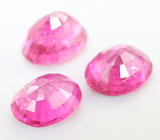Набор из 3 насыщенных неоново-красных турмалинов 3,77 карат 