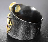Серебряное кольцо с голубым сапфиром и аметистами Серебро 925