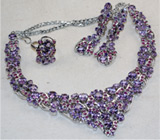 Потрясающий комплект с аметистами и рубинами Серебро 925