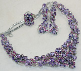 Потрясающий комплект с аметистами и рубинами Серебро 925