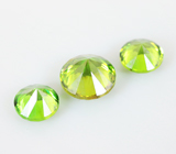 Набор из 3 уральских демантоидов 0,56 карат 