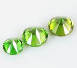 Набор из 3 уральских демантоидов 0,62 карат 