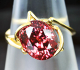 Золотое кольцо с роскошным чистейшим красным цирконом 6,61 карата Золото
