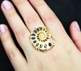 Золотое кольцо с аммонитом с аммолитовой мозаикой 29,06 карата Золото