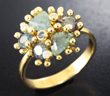 Золотое кольцо с уральскими александритами 1,13 карата и бриллиантами Золото