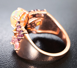 Серебряное кольцо с кристаллическим эфиопским опалом и разноцветными турмалинами Серебро 925