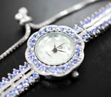 Часы на серебряном браслете с танзанитами Серебро 925