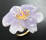Золотое кольцо с крупным «цветком» аметиста 50,7 карата Золото