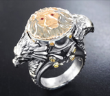 Перстень с разноцветными сапфирами и цаворитами гранатами Золото