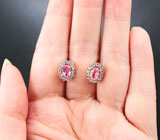 Симпатичные серебряные пусеты с розовыми турмалинами Серебро 925