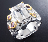 Серебряное кольцо с гошенитом 4,75 карата, родолитом, аметистом, оранжевым и розовыми сапфирами Серебро 925