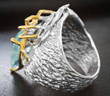 Серебряное кольцо с аквамарином 6,3 карата и синим сапфиром Серебро 925