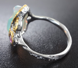 Серебряное кольцо с кристаллическим эфиопским опалом 5,8 карата, аметистом и цитрином Серебро 925