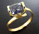 Золотое кольцо с крупным негретым сапфиром 3,41 карата Золото