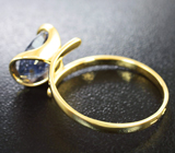 Золотое кольцо с крупным негретым сапфиром 3,41 карата Золото