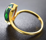 Золотое кольцо с кристаллическим черным опалом 2,42 карата и бриллиантами Золото