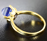 Золотое кольцо с насыщенным танзанитом авторской огранки 2,95 карата и бриллиантами Золото
