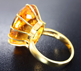 Золотое кольцо с чистейшим крупным цитрином 21,04 карата Золото