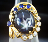 Золотое кольцо с крупным звездчатым сапфиром 21,57 карата Золото