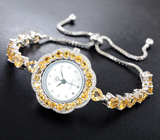 Часы на серебряном браслете с цитринами Серебро 925