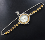 Часы на серебряном браслете с цитринами Серебро 925