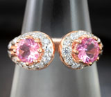 Прелестное серебряное кольцо с розовыми турмалинами Серебро 925