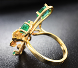 Золотое кольцо с яркими уральскими изумрудами 1,35 карата Золото