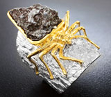 Серебряное кольцо c осколком метеорита Кампо-дель-Сьело Серебро 925