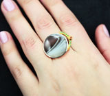Серебряное кольцо с c агатом, сапфиром и цаворитами