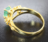 Золотое кольцо с уральским изумрудом 0,77 карата и бриллиантами Золото