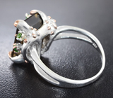 Серебряное кольцо с цитрином, турмалином и диопсидами Серебро 925