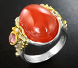 Серебряное кольцо с корнелианом и розовым турмалином Серебро 925