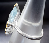 Серебряное кольцо с аквамарином 4,37 карата и синими сапфирами Серебро 925