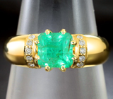 Золотое кольцо с ярким уральским изумрудом 1,14 карата и бриллиантами Золото