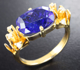 Золотое кольцо с насыщенным танзанитом 5,5 карата и бриллиантами Золото