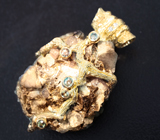 Двусторонний золотой кулон с друзой 67,7 карата с кристаллами хризоберилла и александрита Золото