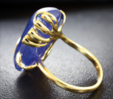 Золотое кольцо с крупным танзанитом 22,9 карата и синими сапфирами Золото