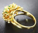 Золотое кольцо с роскошным крупным цаворитом 4,84 карата и бриллиантами Золото
