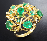 Золотое кольцо с уральскими изумрудами 3,14 карата и бриллиантами Золото