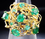 Золотое кольцо с уральскими изумрудами 3,14 карата и бриллиантами Золото