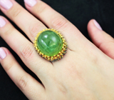 Серебряное кольцо с рутиловым пренитом и мозамбикскими гранатами Серебро 925