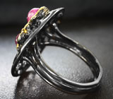 Серебряное кольцо с турмалинами и родолитами